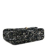 Tweed Sequin Small Single Flap Black Silvery Golden