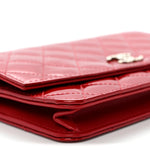 Patent Quilted Brilliant Wallet On Chain WOC Red
