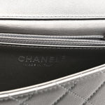 Metallic Goatskin Quilted Small Chic Pearls Flap Silver