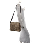 GG Monogram Medium Flap Messenger Bag Beige Dark Brown