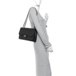 Caviar Quilted Jumbo Double Flap Black