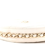 Lambskin Quilted Chain Around Pouch Hobo White