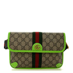 GG Supreme Monogram Web Small Ophidia Belt Bag Beige Ebony Electric Green