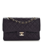 Caviar Quilted Small Double Flap Dark Purple