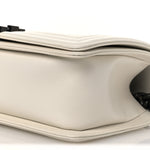 Calfskin Quilted Medium Boy Flap White