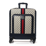 GG Supreme Monogram Textured Dollar Calfskin Web Small Savoy Cabin Trolley Beige Blue