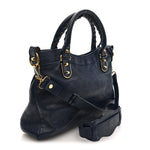 Chevre Gold Metallic Edge Hardware Town Bleu Nuit Dark Sea