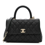 Caviar Quilted Mini Coco Handle Flap Black
