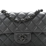 Pearly Lambskin Quilted Mini Rectangular Flap So Black