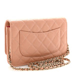 Caviar Quilted Perforated Metal CC Wallet On Chain WOC Beige
