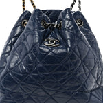 Aged Calfskin Quilted Gabrielle Backpack Navy Black