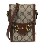 GG Supreme Monogram Mini Horsebit 1955 Crossbody Bag Beige Brown Sugar