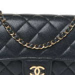 Caviar Quilted Glasses Case With Chain Black