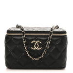 Lambskin Quilted Small CC Vanity Case Black