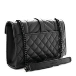 Grain De Poudre Textured Mixed Matelasse Triquilt Small Monogram Monochrome Satchel Black