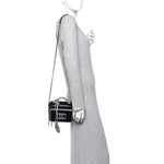 Jersey Quilted Small CC Filigree Vanity Case Blue Black Grey