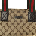 GG Monogram Small Web Handle Bucket Tote Dark Brown