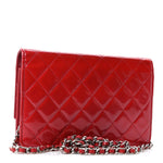 Patent Quilted Brilliant Wallet On Chain WOC Red
