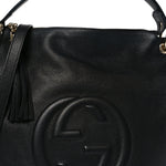 Pebbled Calfskin Large Soho Hobo Black