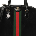 Suede Patent GG Web Medium Ophidia Top Handle Dome Bag Black