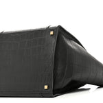 Crocodile Embossed Calfskin Medium Phantom Luggage Black