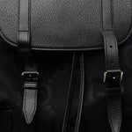 Monogram Jumbo GG Textured Dollar Calfskin Web Double Buckle Backpack Black