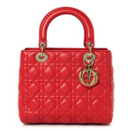 Lambskin Cannage Medium Lady Dior Red