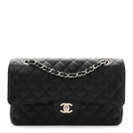 Caviar Quilted Medium Double Flap Black