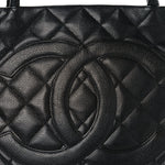 Caviar Quilted Medallion Tote Black