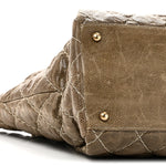 Crumpled Grained Calfskin Large Coco Pleats Tote Khaki