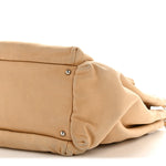 Lambskin Stitched Accordion Flap Tote Beige