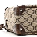 GG Supreme Monogram Textured Calfskin Square Messenger Bag Beige Ebony New Acero