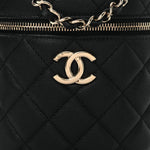 Caviar Quilted Top Handle Vanity Case Black