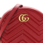 Glazed Calfskin Matelasse Heart Mini GG Marmont Round Shoulder Bag Romantic Cerise