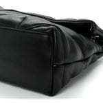 Lambskin Quilted Small Loulou Puffer Monogram Chain Satchel Black