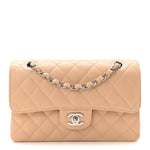 Caviar Quilted Small Double Flap Beige