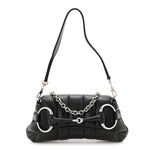 Nappa Vertical Matelasse Small Maxi Horsebit Chain Shoulder Bag Black
