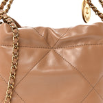 Shiny Calfskin Quilted Mini Chanel 22 Dark Beige
