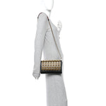 Calfskin Spikes Empire Paloma Clutch Black