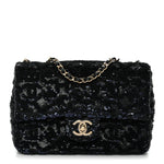 Sequin Quilted Small Single Flap Black