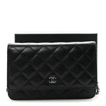 Caviar Quilted Wallet on Chain WOC Black