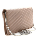 Grain De Poudre Matelasse Chevron Monogram Chain Wallet Taupe