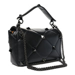 Nappa Monochrome Large Roman Stud Shoulder Bag Black