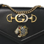 Vitello Palmellato Lux Crystal Medium Rajah Shoulder Bag Black