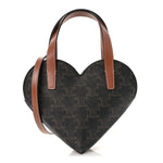 Triomphe Canvas Calfskin Teen Couer Heart Bag Tan