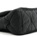 Re-Nylon Quilted Padded Flap Shoulder Bag Black