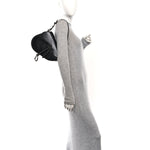 Shiny Crinkled Calfskin Studded Saddle Bag Black