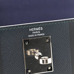 Epsom Sombrero Taurillon Clemence Kellygraphie Lettre H Kelly Sellier 28 Vert Cypress Bleu Obscur Malachite Bleu Encre
