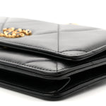 Lambskin Quilted Chanel 19 Wallet On Chain WOC Black