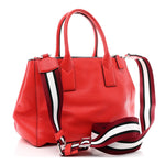 Pebbled Calfskin Gotham Bauletto Satchel Red